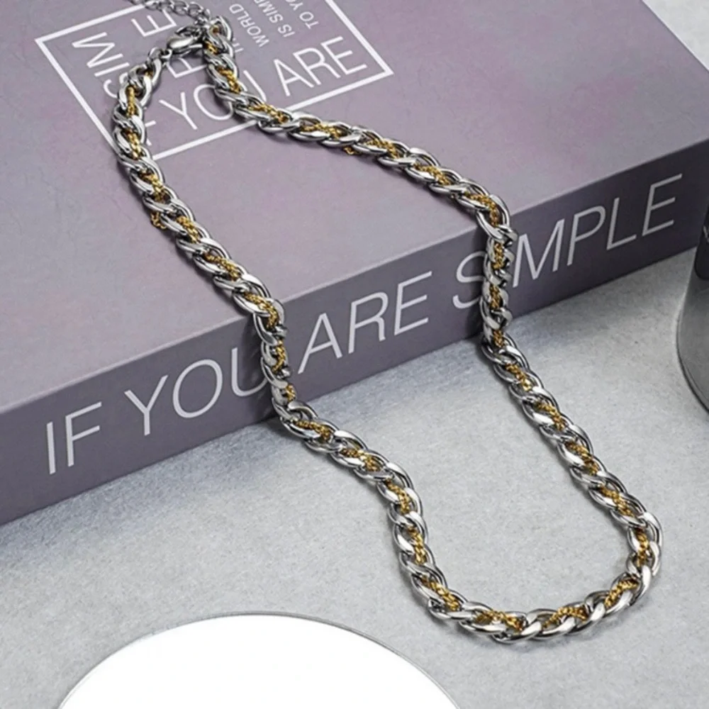 Titanium Steel Link Chain Necklace for Men Women,Punk Hip Hop Necklace